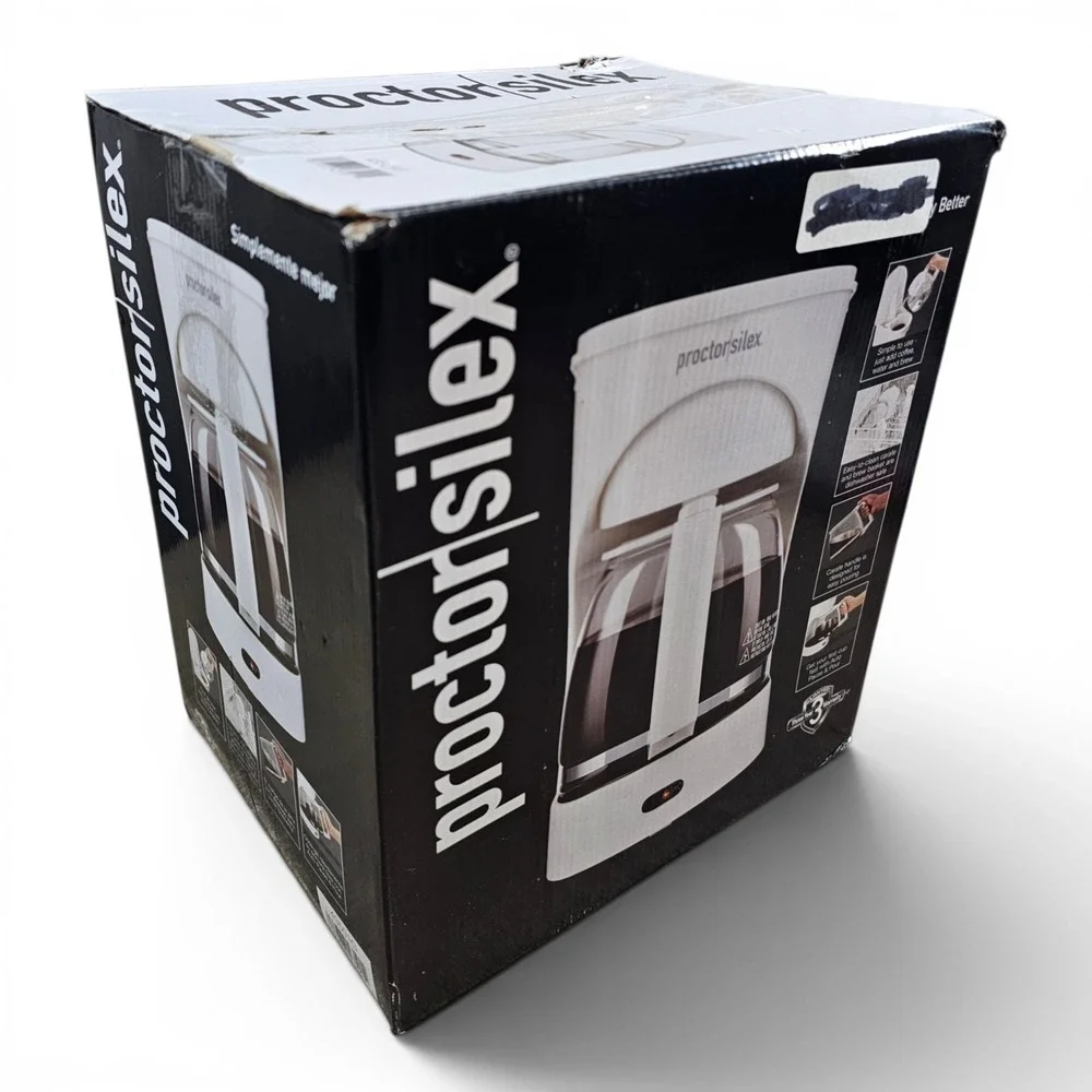 Proctor Silex 4 Cup Coffee Maker White New Auto Pause & Pour 48138